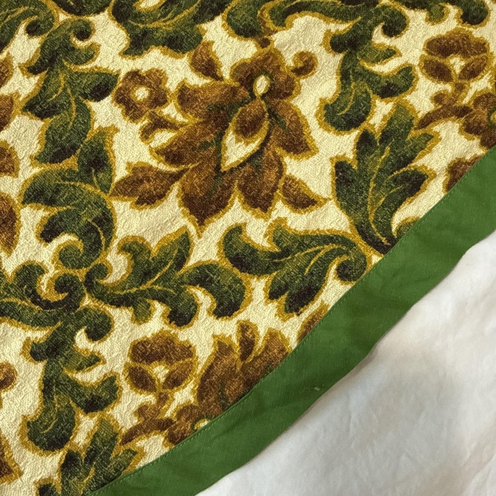 Vtg 60s 70s Bedspread Floral Botanical Jacquard Woven Coverlet Light Weight Flaw